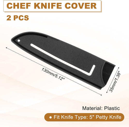 2Pcs PP Universal Knife Cover, Knife Protector Sleeve for 5" Petty Knife Guard Cover for Kitchen, Dining Room, Black