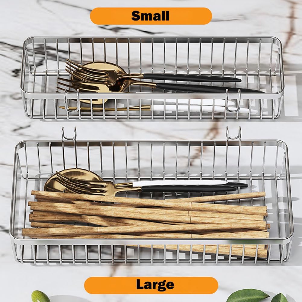 Drawer Silverware Organizer, Utensil Mesh Organizer for Chopsticks/Spoon/Fork/Knife, SUS304 Stainless Steel Drawer Utensil Drying Rack
