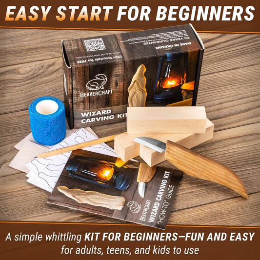 Whittling Kit for Beginners, Wood Carving Kit for Beginners - Wood Carving Tools Woodworking Kit for Adults and Teens - Whittling Knife Kit with Wood Blocks - Wood Carving Set DIY03 Wizard