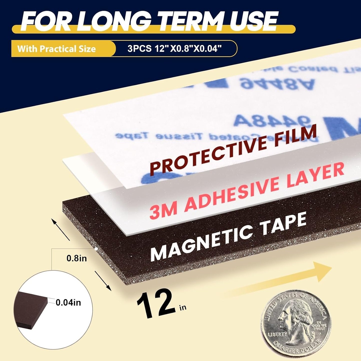 16 Feet Magnetic Strips with Adhesive Backing,Magnets Tape for Crafts,Flat Package (16 PCS 0.5X12") Strong Sticky Magnets