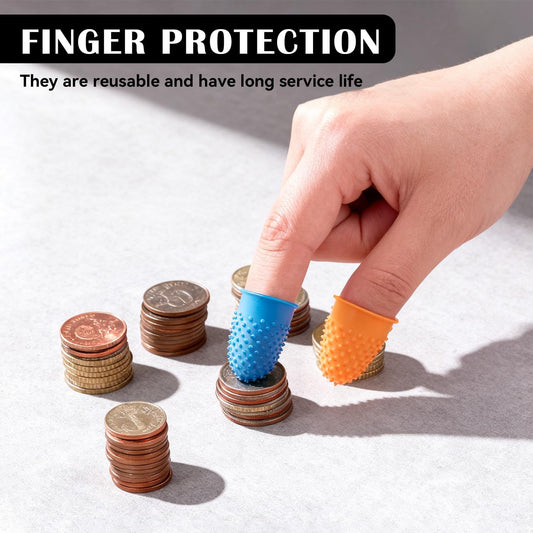 5 PCS Rubber Finger Tips Covers, Finger Protectors in 5 Colors and Sizes, Reusable Silicone Thimble, Great for Paperwork, Money Counting, Sewing, Cutting, and Thimbles for Hand Embroidery
