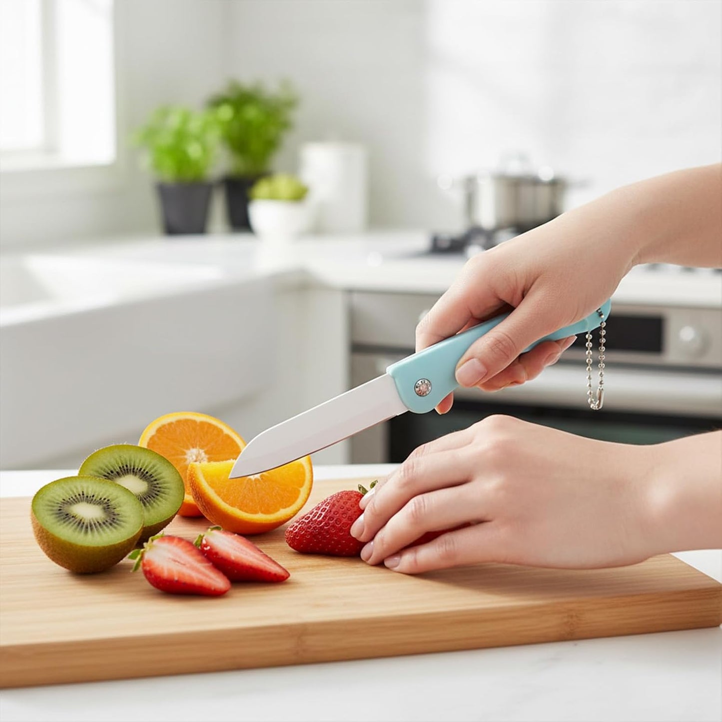3PCS Ceramic Folding Knifves Handy Fruit Knife Ultra Sharp for Fruit and Vegetable Small Portable Kitchen Knife for Travel, Picnic, Camping