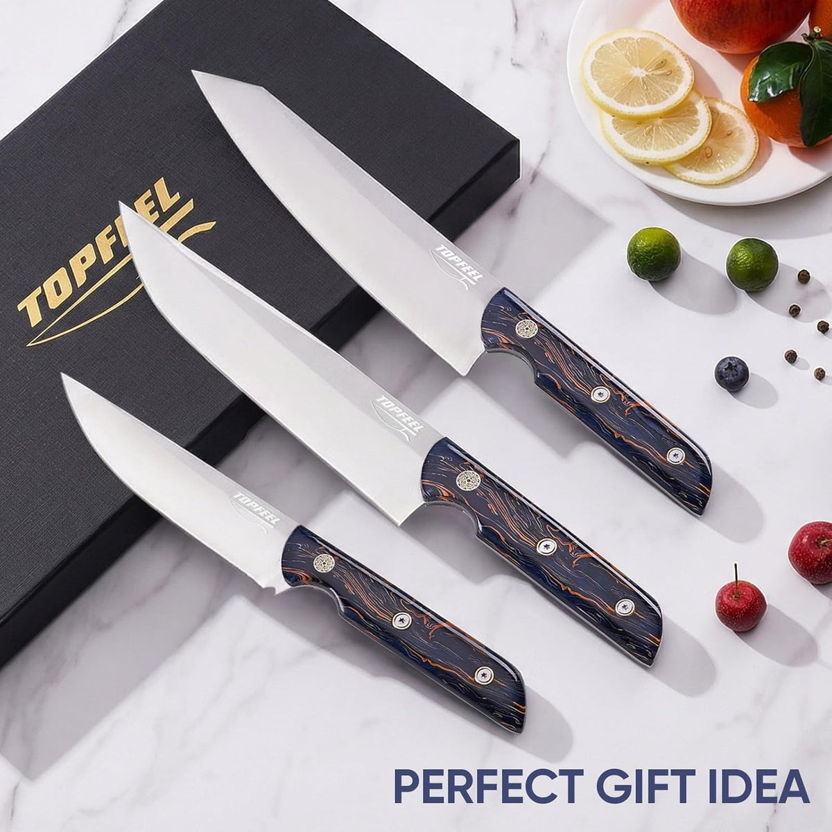 3PCS Professional Chef Knife Set, Ultra Sharp Japanese Kitchen Knife, German High Carbon Stainless Steel 8" Meat Cleaver 8" Chef's Knives 5" Utility Knife with Gift Box