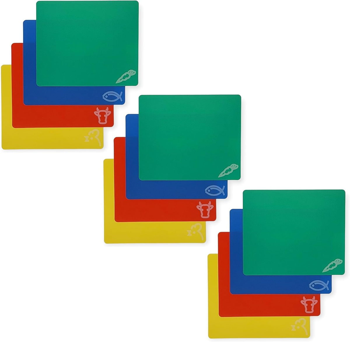 4pc Flexible Cutting Mat Set - Veggie, Fish, Beef and Poultry Cutting Mat Set, 11.75 x 9.75 Inches (1 Set)