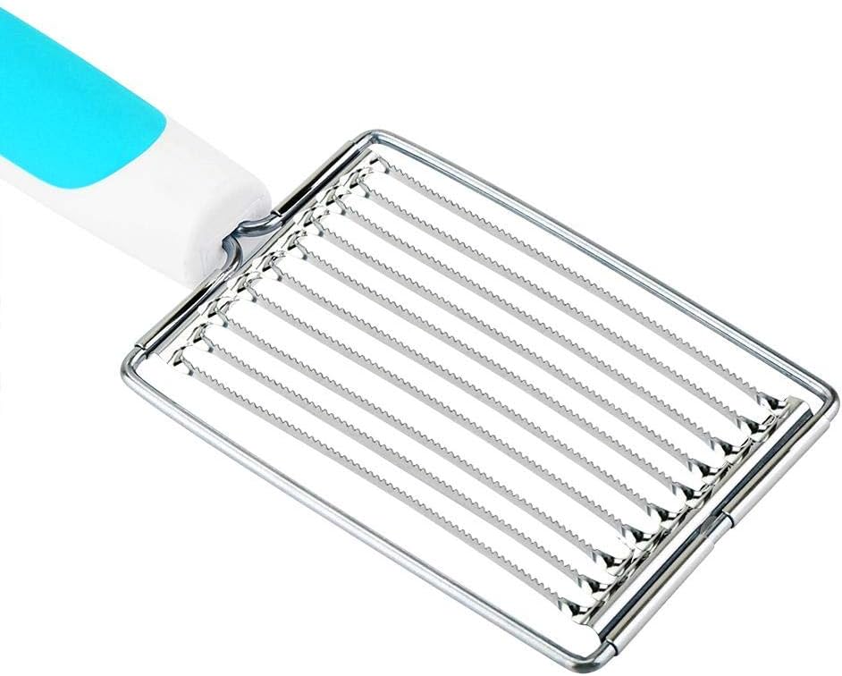 Luncheon Meat Cutter, Cheese & Potato Slicer, Stainless Cutter with Handle for Egg Ham Fruit Tomato, Cutting Evenly Thick, Food Cutting Tool for Kitchen (Blue)