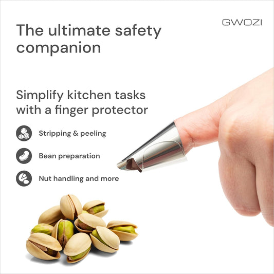 Stainless Steel Finger Protector for Cutting & Stripping Beans, Pistachios - Kitchen Finger Guards for Cutting and Stripping Nuts - Metal Nail Protection Cover, 12 Pcs