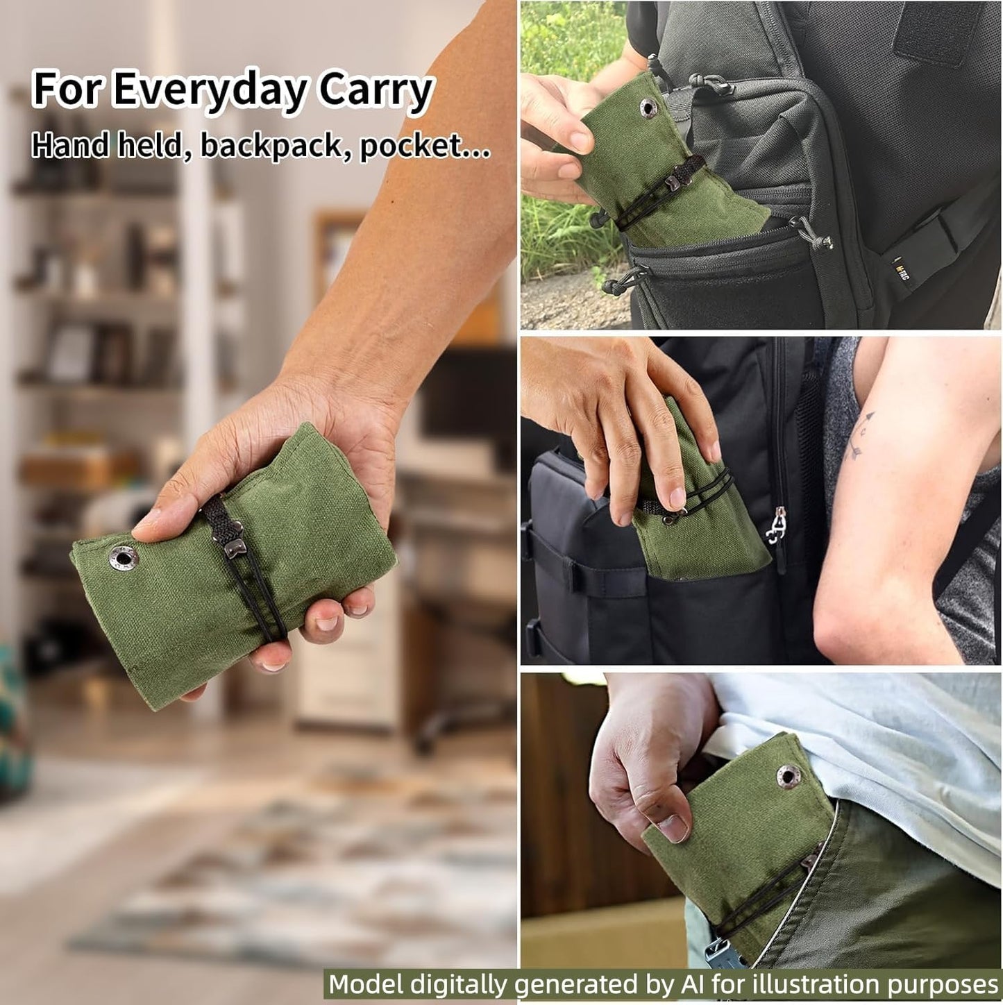 Pocket Knife Roll, Pocket Knife Storage with 6 Slots for Olight Small Tool Roll, Mini EDC Pouch, Tactical Multifunctional Storage Bag