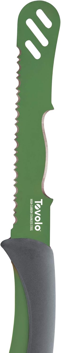 5.5" Slicer With Comfort Grip Handle, Serrated Kitchen Knife for Bagels, Sharp High-Carbon Steel Blade, Dishwasher Safe & BPA-Free, Lx 6 in, Deep Indigo