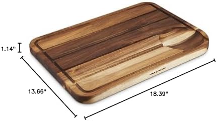 Cole & Mason Berden Large Chopping & Carving Board - Wood Cutting Board - Chopping Board with Juice Channel for Meats, Vegetables and Fruits - Reversible Serving Platter - Acacia, 18.5" x 13.5"