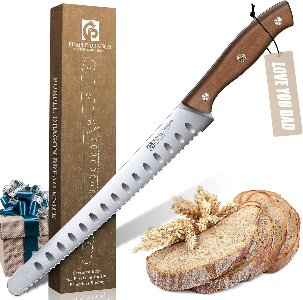 Damascus Knife Set - 3 PCS Kitchen Knife Set | Chef Knives 8 Inch, Santoku 7 Inch , Paring Knives 5 Inch, VG10 Steel Blade, Ergonomic Wooden Handle, Gift Box