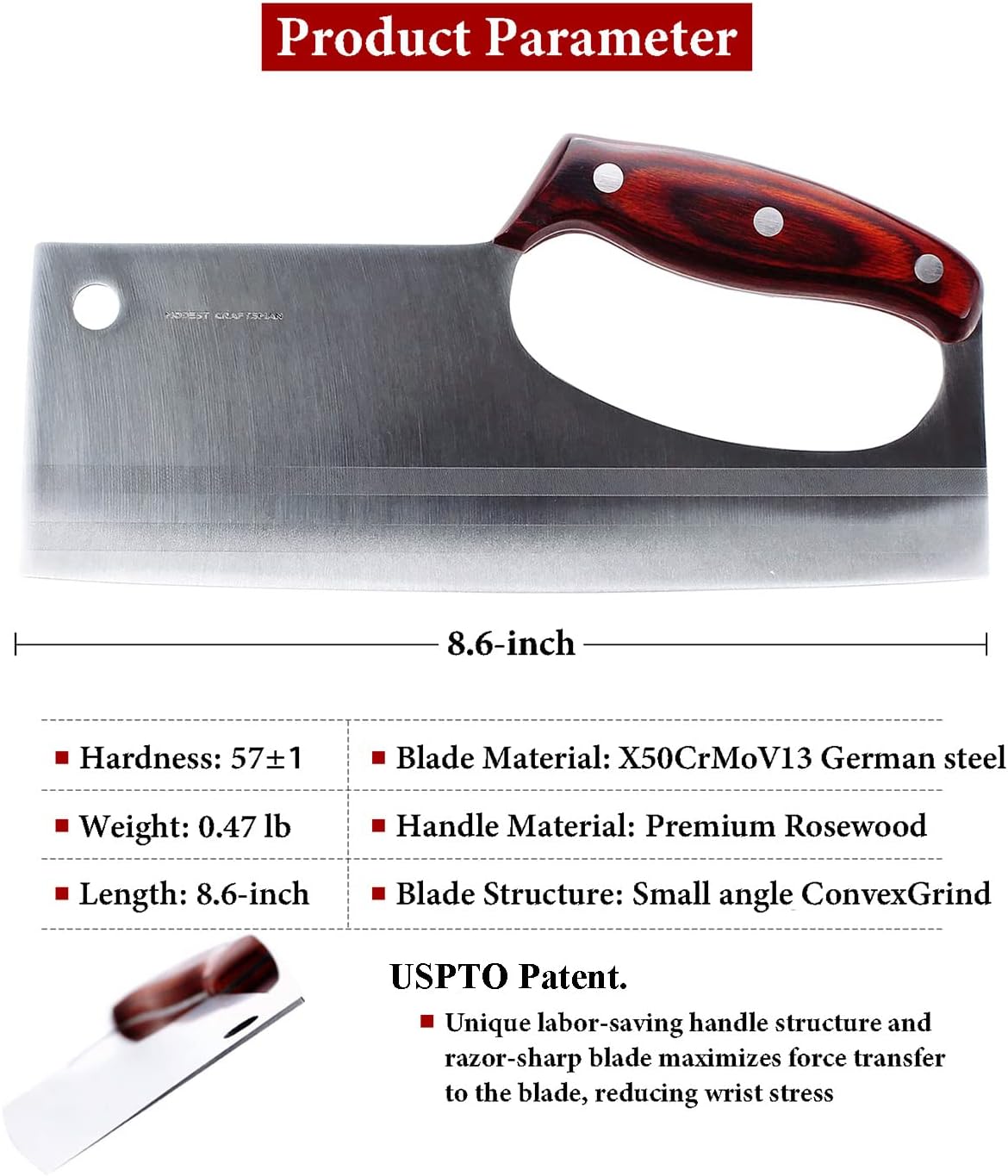 Meat Cleaver Knife Japanese Chef Knife for Vegeable Meat Cutting