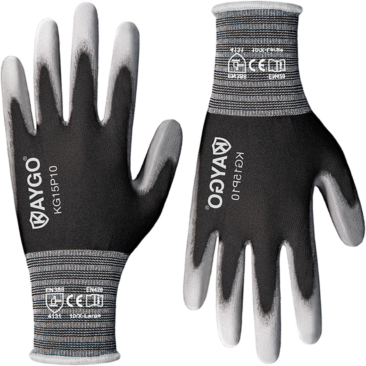 Ultra Thin PU Coated Work Gloves, Nylon Knit, KG15P, 12 Pairs | High Dexterity, Anti-Slip, Breathable & Lightweight, For Precision Handling, Warehouse, Diy, Auto Repair & Electronics