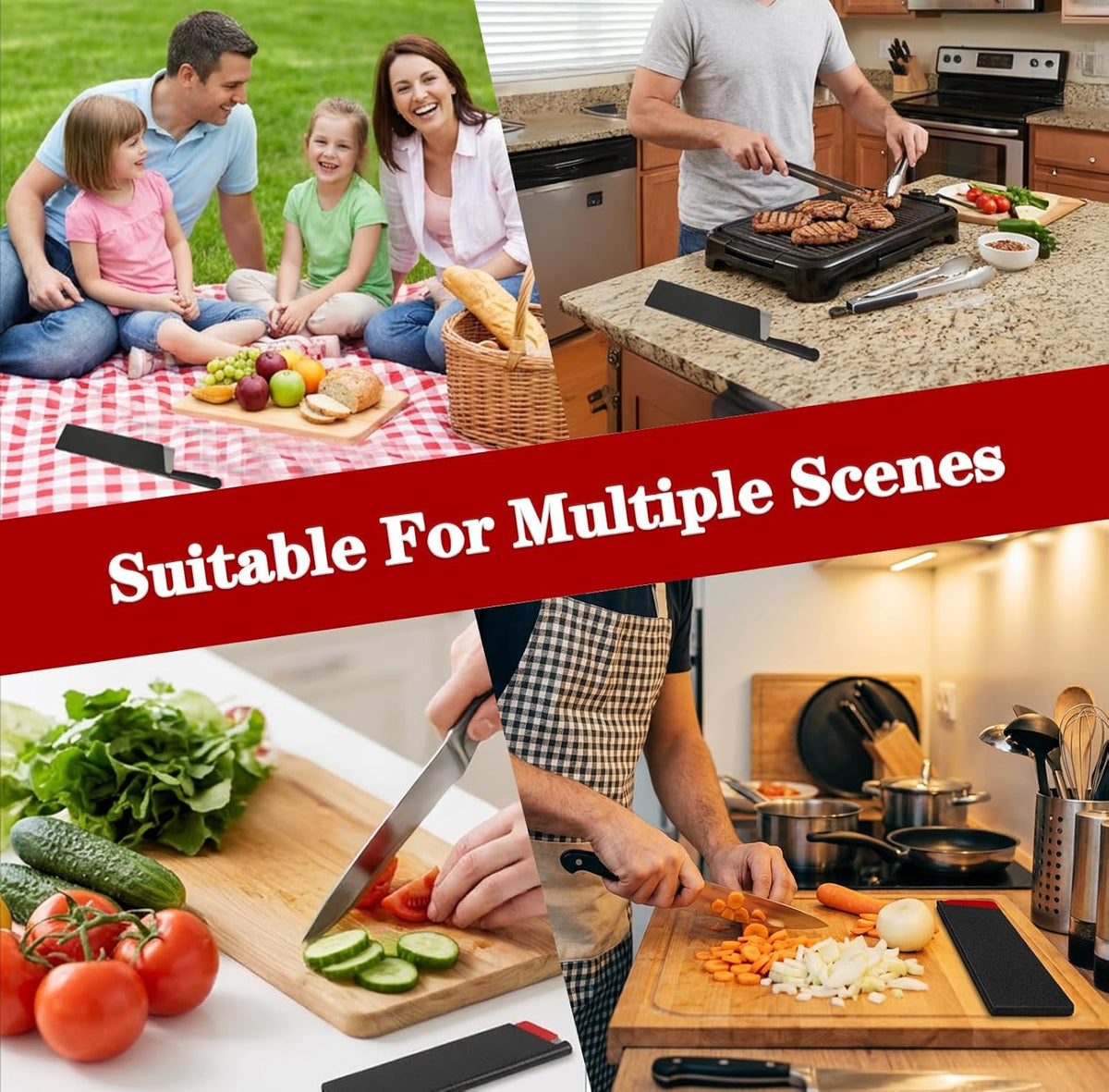 3Pcs Knife Edge Guards, Chef's Knife Sheath Cover Universal Blade Covers ABS Protective Blade Sheaths for Chef Paring Kitchen Knives