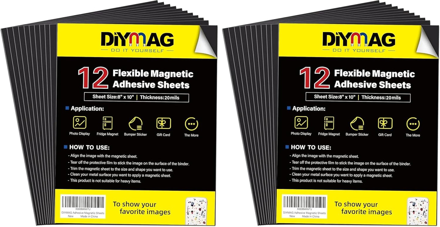 Adhesive Magnetic Sheets, |4" x 6"| 18 Packs, Flexible Magnet Sheets with Adhesive for Crafts, Photos and Die Storage, Easy Peel and Stick, Easy to Cut into Any Shape/Size (4" x 6"-18P)