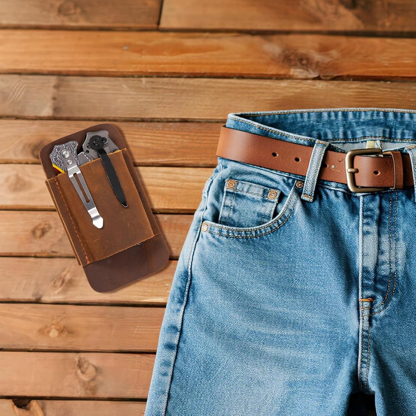 Knife Sheath,Leather Knife Sheath for Belt,Horizontal Carry Pocket Knife Holder,EDC Belt Organizer,Handmade Compact Draw Knife Holster,EDC Pocket Organizer,Sheath for Folding Knife,Gifts for Men