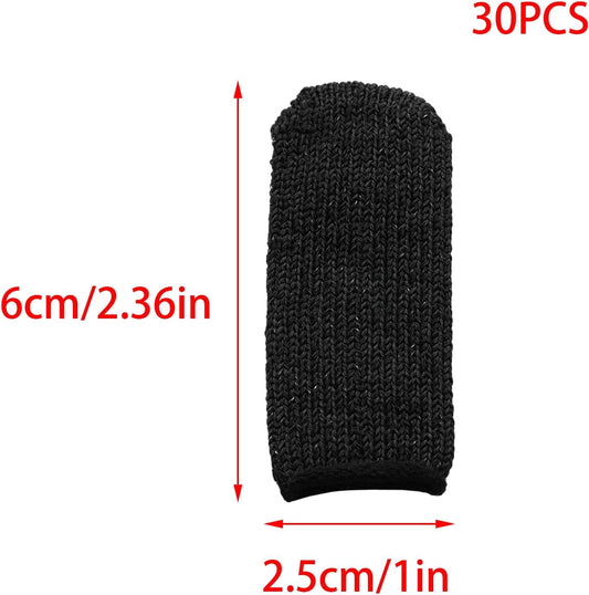 30 PCS Finger Cots Cut Resistant Finger Guards Protectors Thumb Protector for Garden, Kitchen, Sculpture (Black)