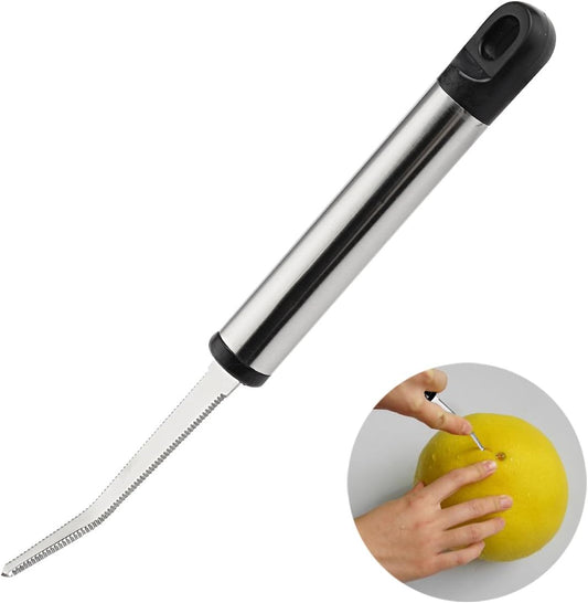 Grapefruit Knife, Stainless Steel Curved Serrated Peeler | Ergonomic Long Handle for Comfortable Grip, Ideal for Citrus Fruits, Oranges, Lemons, Hanging Hole for Space-saving Storage
