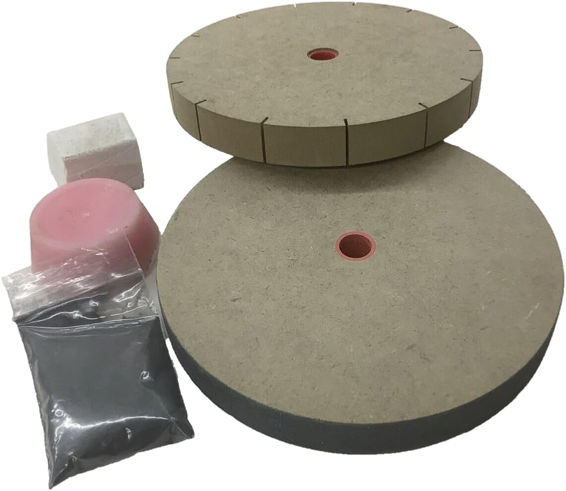 Keen Edge Knife Sharpening Wheel System – 6” Sharpening & Honing Wheels Kit for Bench Grinder – Includes Rouge, Lubricant & Abrasive Compound – Fits 1/2” or 5/8” Shafts (WKS600)