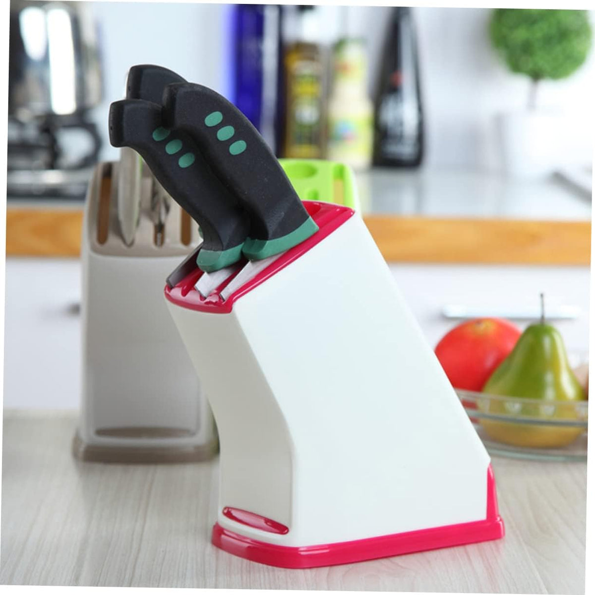 Multifunctional Knife Holder Rack Plastic Drainage Kitchen Tool Storage Organizer Non-Slip Knife Block for Home and Kitchen Supplies