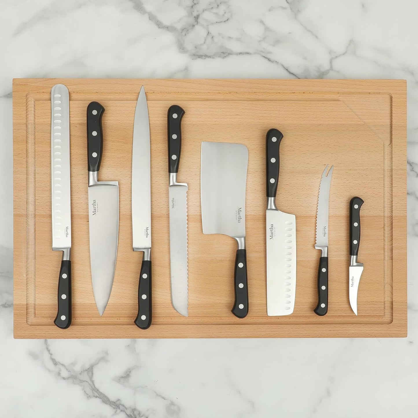 Carverton 10" Hollow Edge Slicer Knife, High Carbon Stainless Steel Kitchen Knives w/Black Triple Riveted Handle