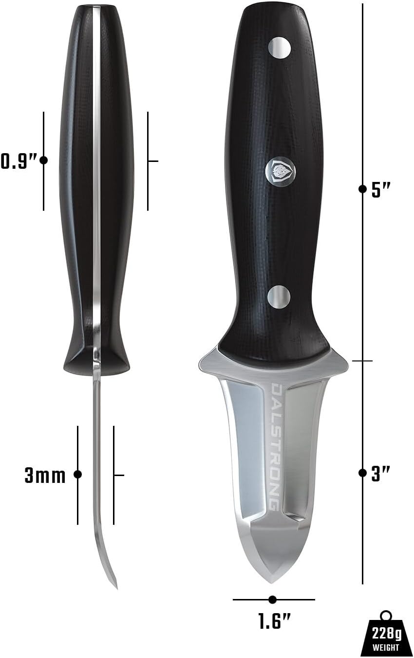 Clam Oyster Knife- 3” Shellfish & Oyster Shucker Clamp Knife - Gladiator Series Elite - Forged HC German Steel - Crab Eating Utensils- G10 Handle - W/Sheath- NSF Certified
