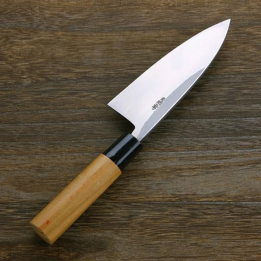 Deba Hocho (Kitchen Knife) 135mm(abt 5.3 Inch) for Right Hander, Blade Edge : Aogami Steel No. 2, Cherry Tree Wood Handle in Japan Style