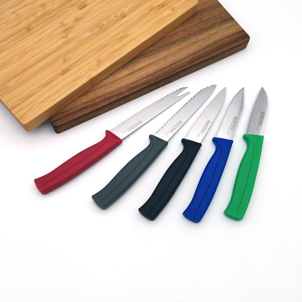 Tomato Knife, MATTSTONE HILL 5 Inch Serrated Kitchen Utility Knife, Red | German X50CrMoV15 Steel