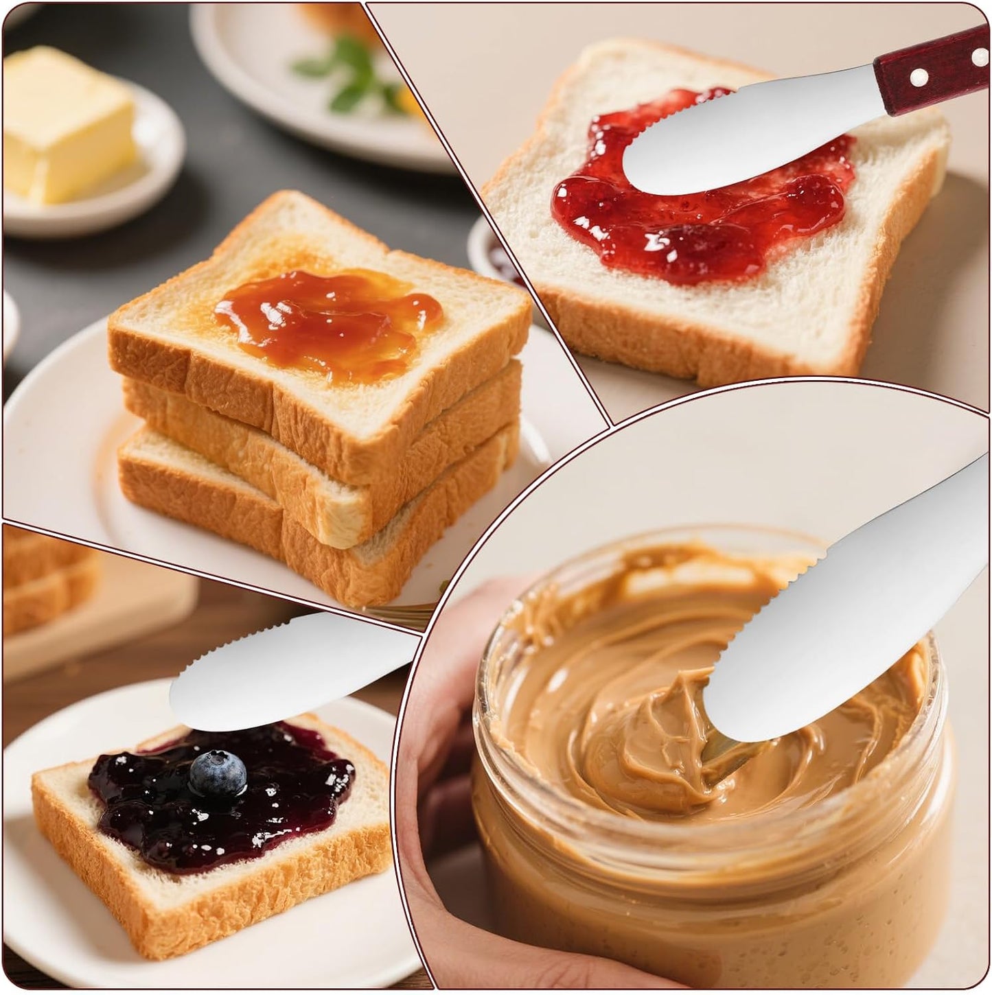 2pcs Butter Knife Spreader Set, Stainless Steel Cheese Spreader Knife with Wood Handle for Sandwiches Cream Cheese & Condiments Kitchen Tools & Cooking Utensils