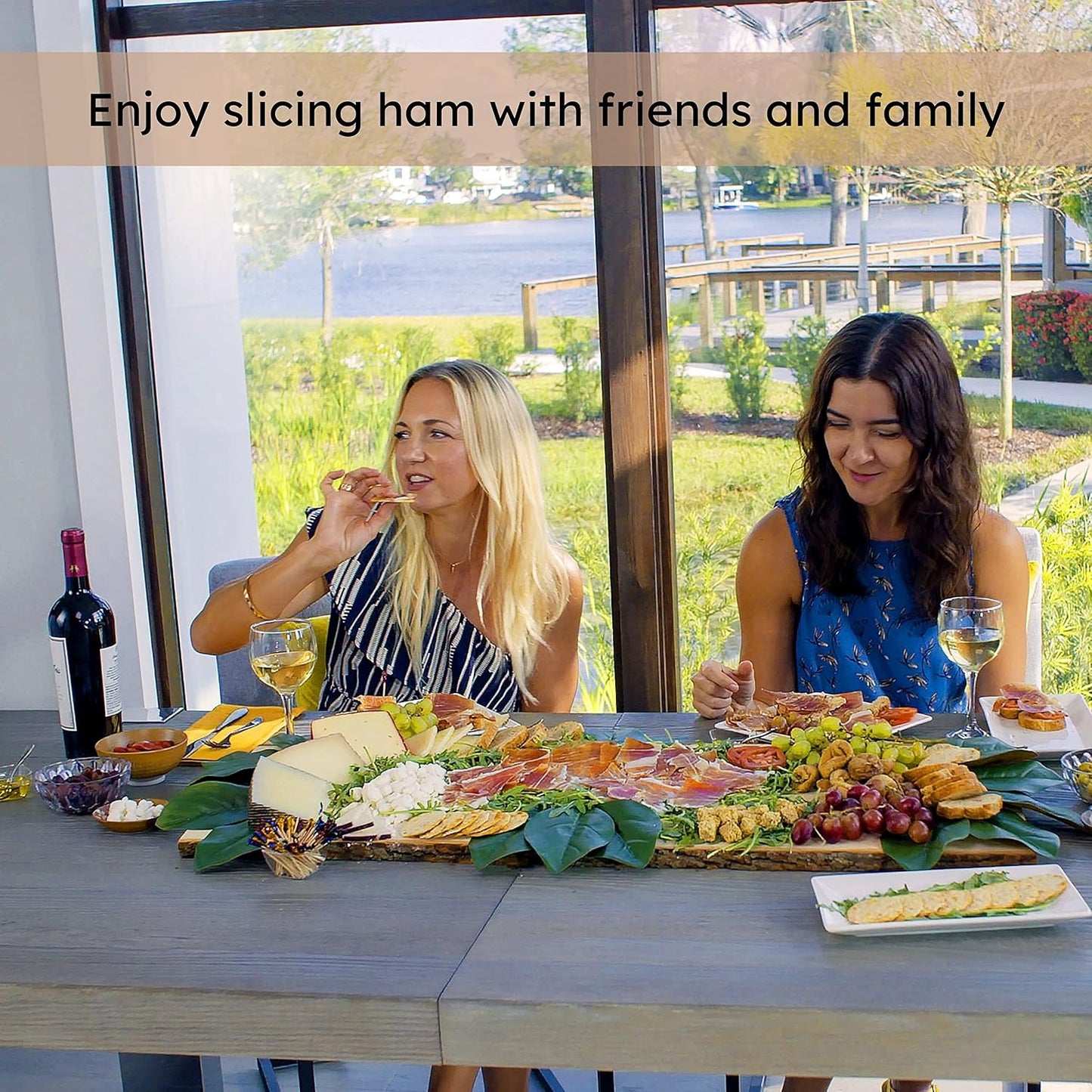 Monte Nevado Folding Ham Stand - Carving Knife and Sharpener Included - Iberico, Serrano and Prosciutto Ham Holder Stand - Easy to Assemble, Lightweight, Portable - Soporte Jamonero Plegable