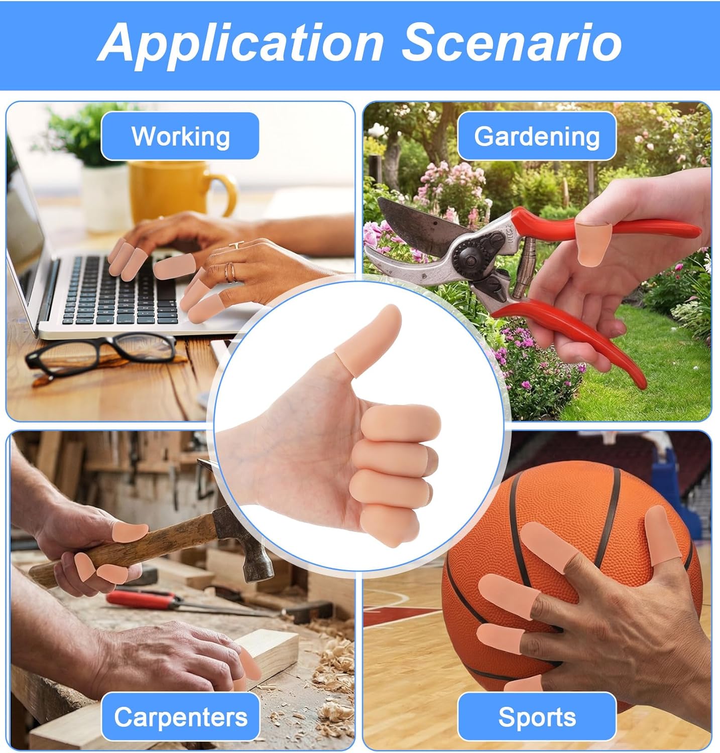 16 Pcs Thumb Protector, Skin Color Thumb Cover, Soft Silicone Finger Caps for Daily Friction Care and Daily Use