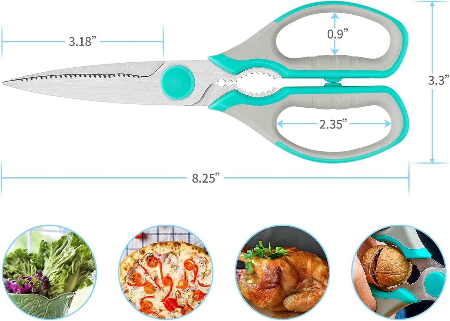 Kitchen Scissors, Stainless Steel Multi-Purpose Cooking Shears Heavy Duty for Meat Chicken Poultry Fish Vegetable Cutting, Dishwasher Safe