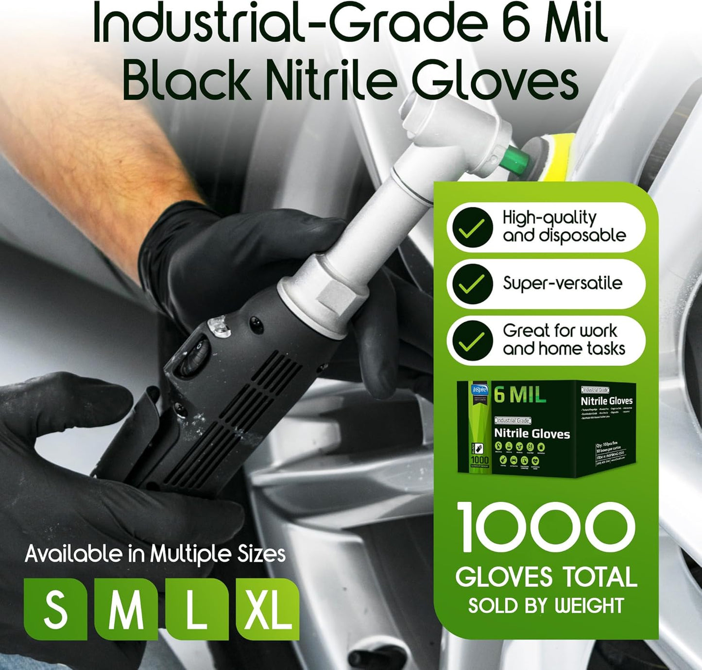Black Nitrile Gloves HEAVY DUTY 6 Mil Nitrile Chemical Resistant Medical Cooking Cleaning Disposable Black Gloves