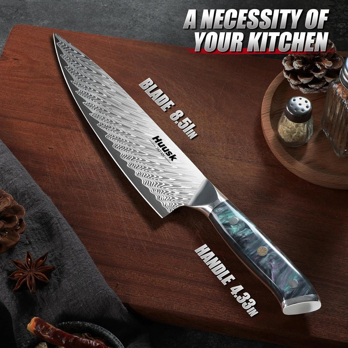 Huusk Serrated Bread Knife 8", Sourdough Bread Knife, Gift for Bakers | Serrated Knife for Homemade Breads Slicing Cake Bagels Baguettes, Stainless Steel Blade & Resin Handle