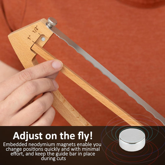 Adjustable Bread Knife for Homemade Bread with 1/2" and 1" Thickness Guides | Bread Slicer - 17" Bread Cutter - Handle Groove Design Easy to Cutting Even Slices for Sourdough Baguettes Sandwiches