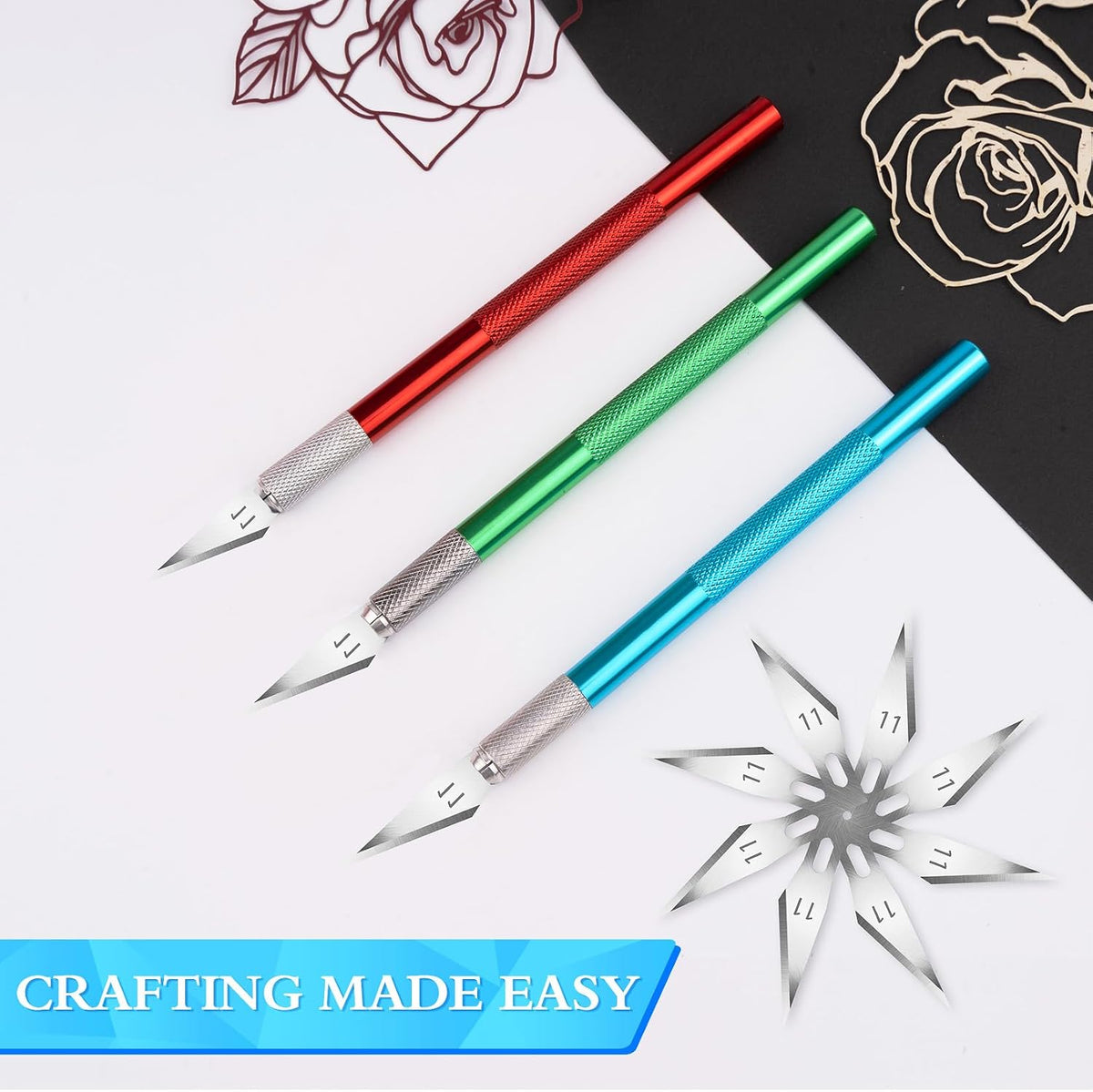 16 Pcs Exacto Knife, Craft Knives with 13 SK5 Steel Blades for Art