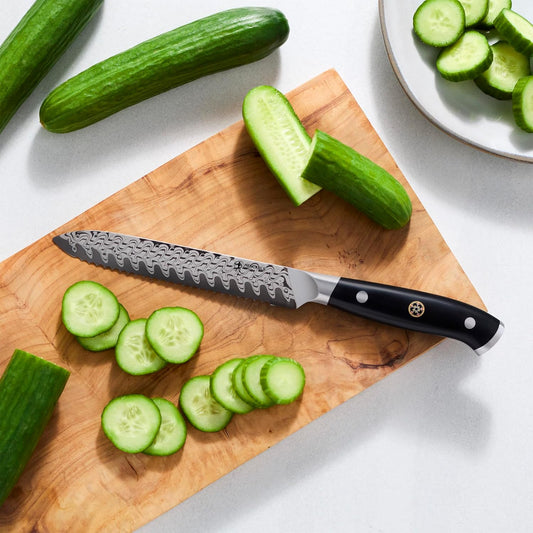 Compass Damascus 5-inch Serrated Utility Knife