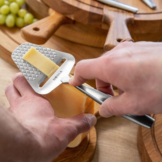 Monaco+ Premium Cheese Slicer - Award Winning Cheese Cutter for Block Cheese, Cheddar up to Parmesan - Quilted Pattern reduces Resistance - Non-stick & Ergonomic Handheld