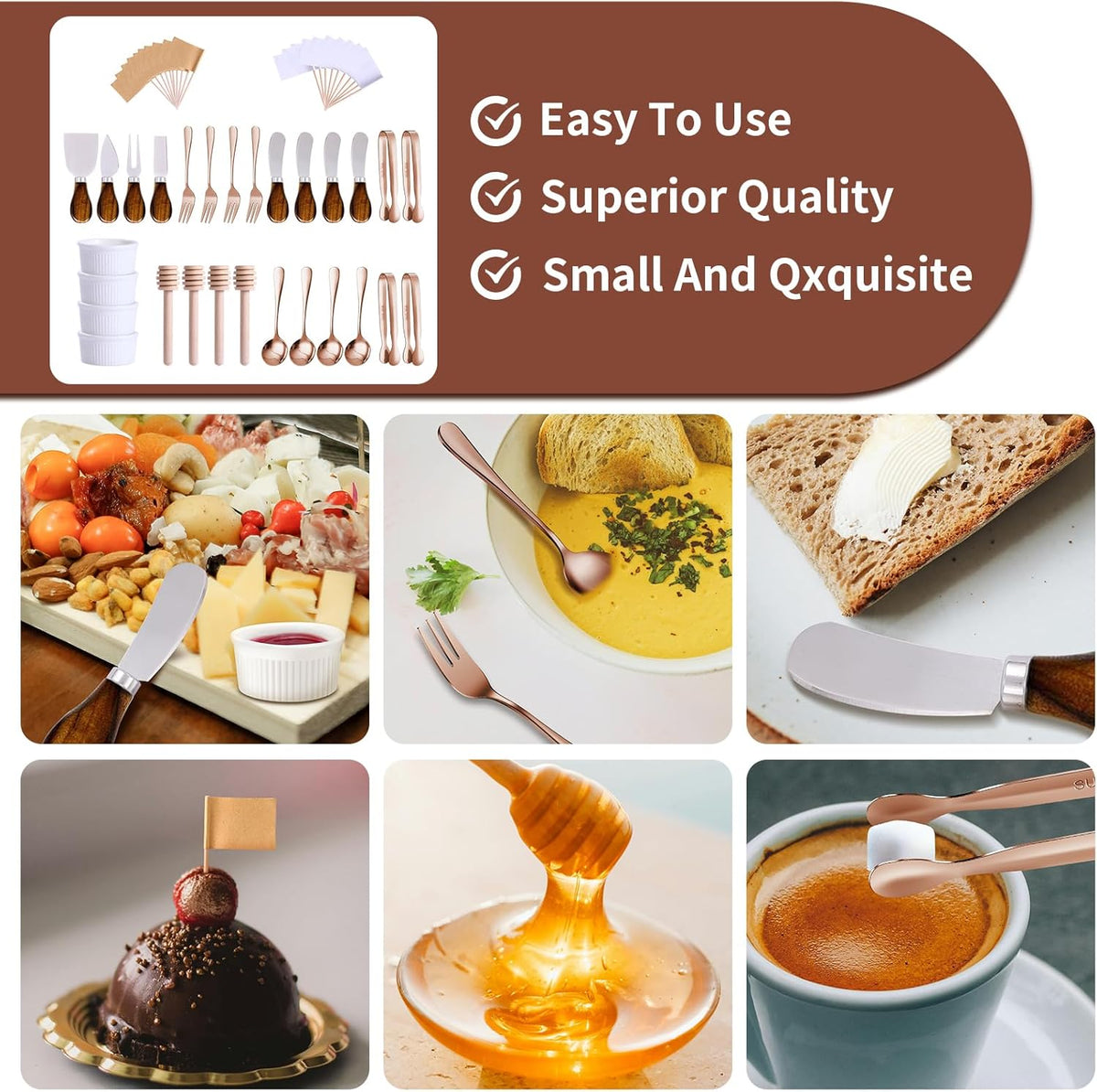 Charcuterie Boards Accessories(29 PCS) Cheese Spreaders for Charcuterie Board Mini Serving Spoon Fork Tongs Blank Toothpick Flags Bowl