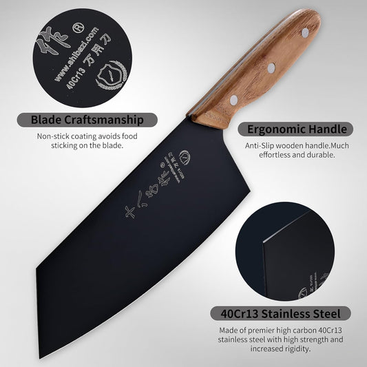 Meat Cleaver, Vegetable Cleaver, Utility Knife Chinese Chef Knife for Kitchen Stainless Steel Ergonomic Design Wooden Handle