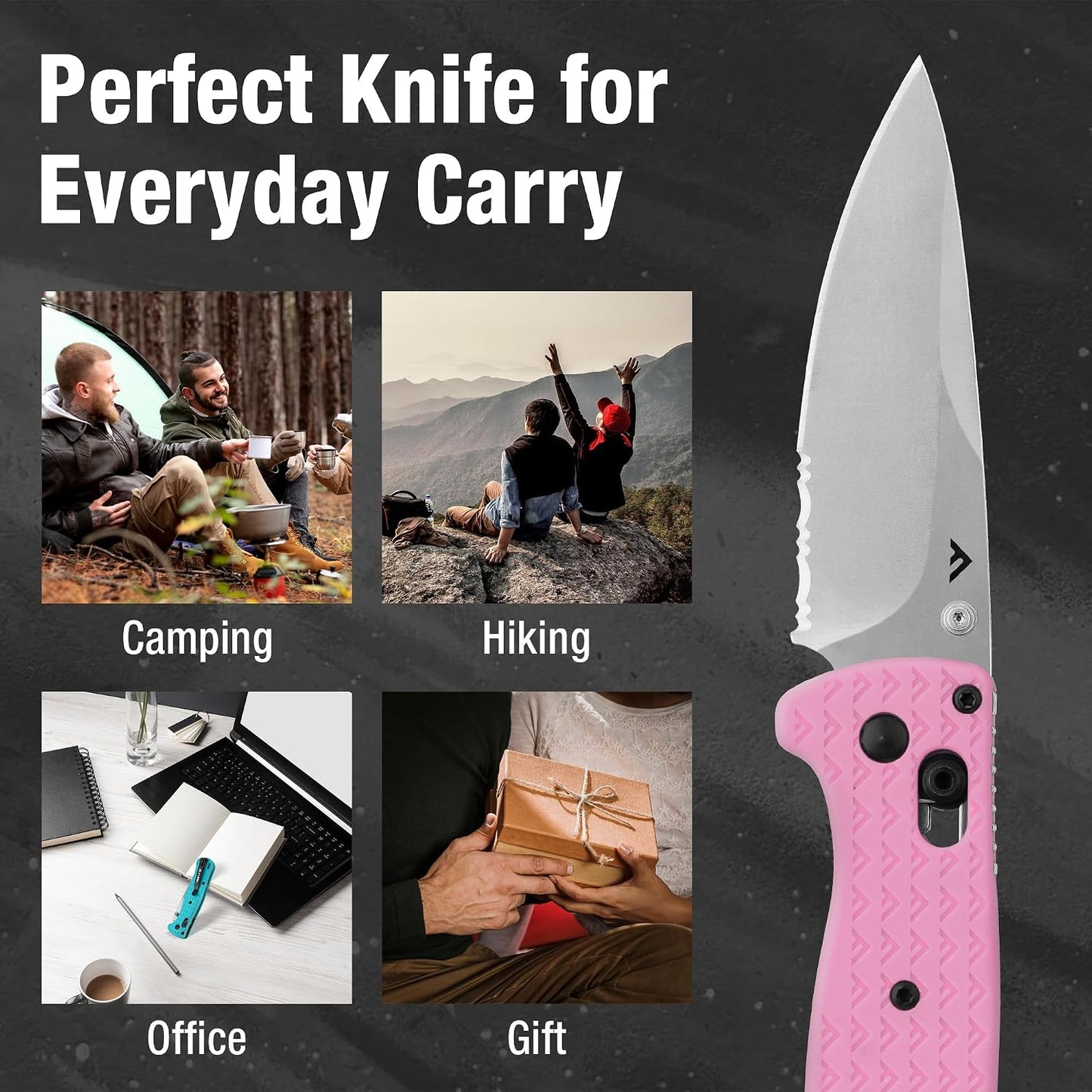 4.5" Folding Pocket Knife, Lightweight EDC Pocket Knife with Axis Lock, 3.2" AUS-8 Steel Blade, Sharp Camping Hiking Knife with Pocket Clip, Unique Tool Gift for Men, Dad (Green)