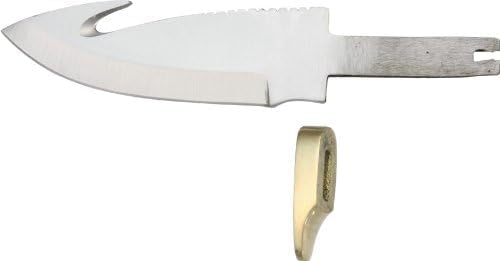 SZCO Rite Edge Guthook Blank Blade 6 Inch - Full Tang Blank Blade with Stainless Steel & Brass Guard - Suitable for Custom Knife Builders, Hobbyists & Craftsmen
