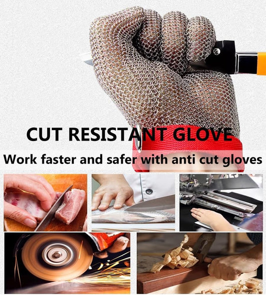 Cut Resistant Chainmail Glove, Left Right Hand Universal, Oyster Shucking Kitchen Mandoline Chef Slicing Fish Fillet (Size : M/A Pack of one)