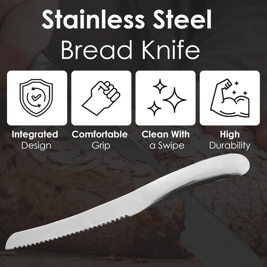 Stainless Steel Bread Knife – Serrated Knife for Homemade Bread, Sourdough & Baguettes | Precision Cutter for Even Slices