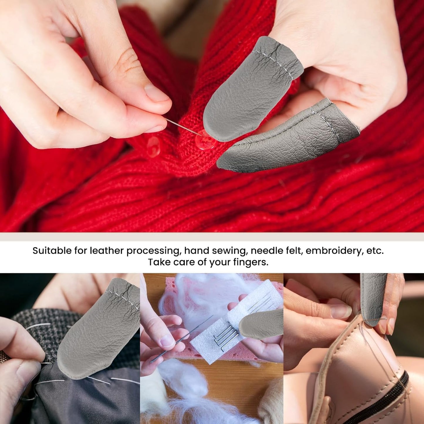 4 Pairs Needle Felting Finger Guards Felting Finger Protector Embroidery Crochet Protector Fingers Thumb Protection Thimble Guards Tools Needlework Handmaking Thimbles Pads for Hand Craft Sewing