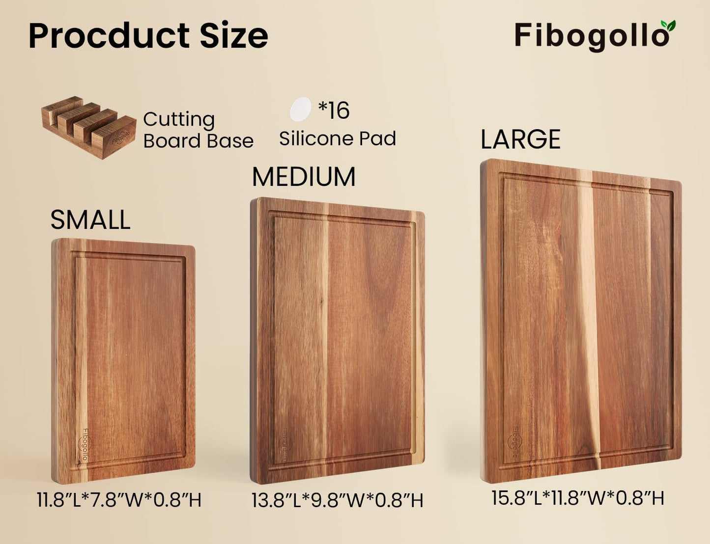Acacia Wood Cutting Boards for Kitchen(Set of 3),Wooden Chopping Boards Set with Juice Groove,Serving Board with Holder,Butcher Block for Meat,Vegetables,Fruit