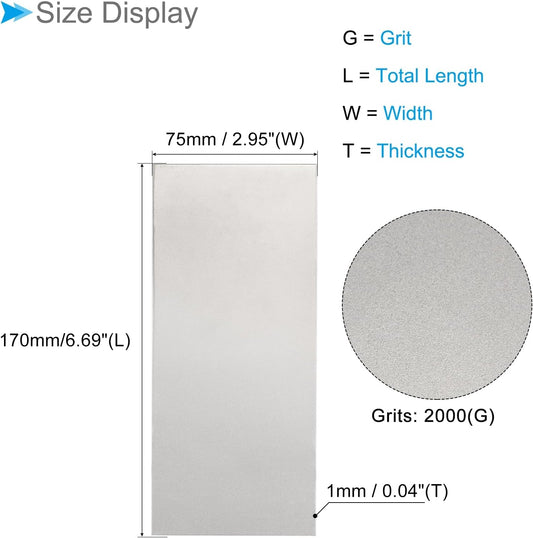 Diamond Whetstone Sharpening Stone, 2000 Grit 6.69" x 2.95" Total Size, Sharpener Abrasive Tool - (Applications: for Metal Grinding)