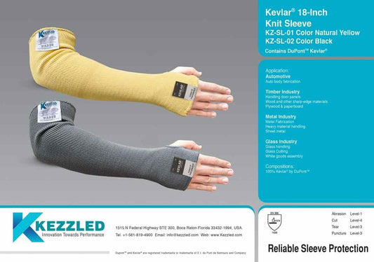 Protective Arm Sleeves with Thumbhole, Cut/Scratch/Heat Resistant Arm sleeves with UV Protectors Abrasion Safety for Garden Kitchen Work – Yellow-18Inches Made with Kevlar by DuPont