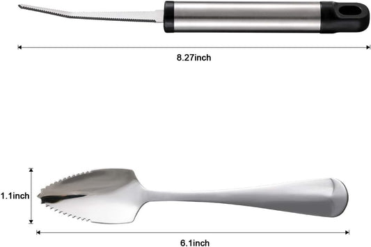 Grapefruit Spoons and Grapefruit Knife, Serrated Spoons Utensils Tool Set | Set of 7 Food Grade Stainless Steel Dessert Spoons Mirror Finish Fruit Knife, Suitable for Citrus Fruits Desserts Salads