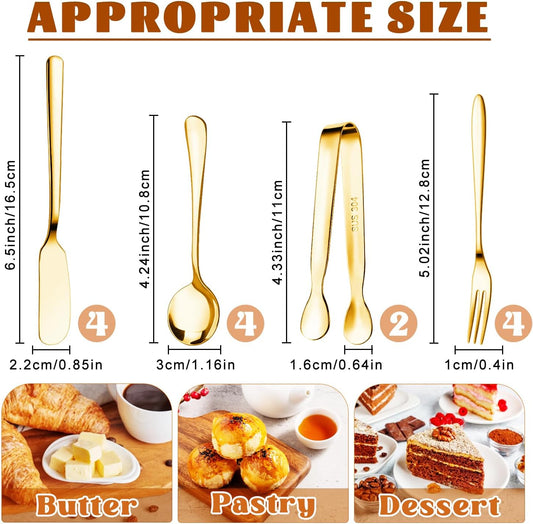 Cheese Butter Spreader Knife Set Charcuterie Accessories Charcuterie Boards Accessories Charcuterie Utensils Stainless Steel Spreader Knives Small Serving Tongs Mini Forks and Spoons for Pastry Making