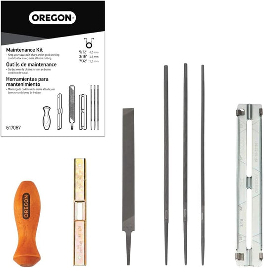 Universal Chainsaw Field 7pc Sharpening Kit - Includes 5/32", 3/16", and 7/32" Round Files, 6" Flat File, Handle, Filing Guide, and Travel Pouch (617067) | Includes 5/32", 3/16", 7/32" Round Files, Flat File, Handle, Filing Guide and Travel Pouch